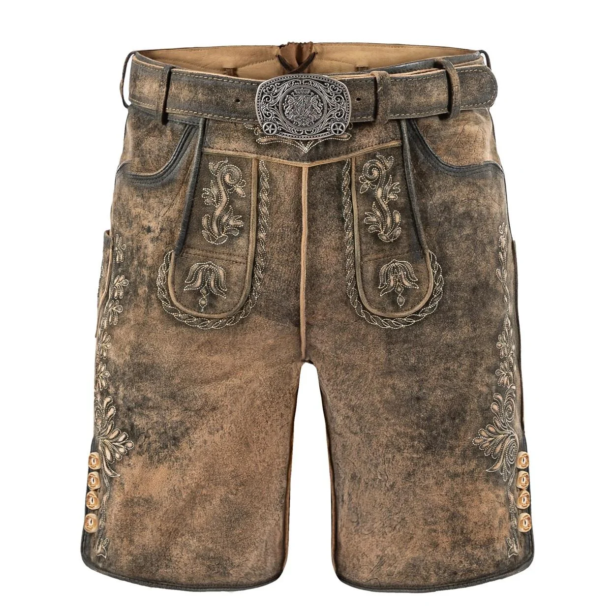 Grey Leather Bavarian Shorts Grey by Fast Leather Industry