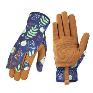 Garden Gloves GG‑803 – Botanical Blue & Suede Brown Edition