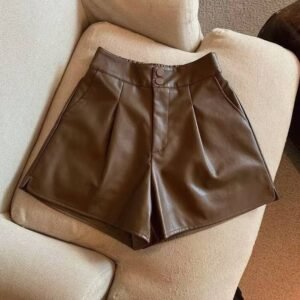 Ladies Shorts – Mocha Gloss Pleated Luxe Edition