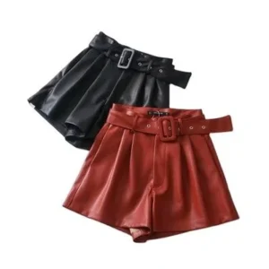 Ladies Shorts – Belted Luxe Pleat Edition (Ebony & Auburn)