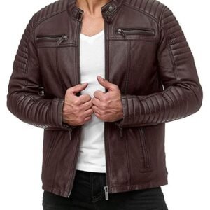 Leather Jacket LJ‑1109 – Dark Brown Quilted Rider Edition