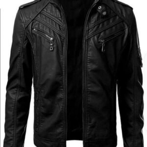 Leather Biker Jacket LJ‑1110 – Jet Black Tactical Edge Edition